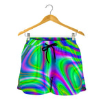 Neon Green Psychedelic Trippy Print Women's Shorts