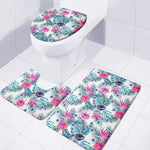Neon Hibiscus Tropical Pattern Print 3 Piece Bath Mat Set