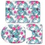 Neon Hibiscus Tropical Pattern Print 3 Piece Bath Mat Set