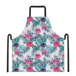 Neon Hibiscus Tropical Pattern Print Apron