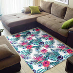 Neon Hibiscus Tropical Pattern Print Area Rug GearFrost