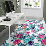 Neon Hibiscus Tropical Pattern Print Area Rug GearFrost