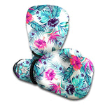 Neon Hibiscus Tropical Pattern Print Boxing Gloves