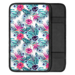Neon Hibiscus Tropical Pattern Print Car Center Console Cover