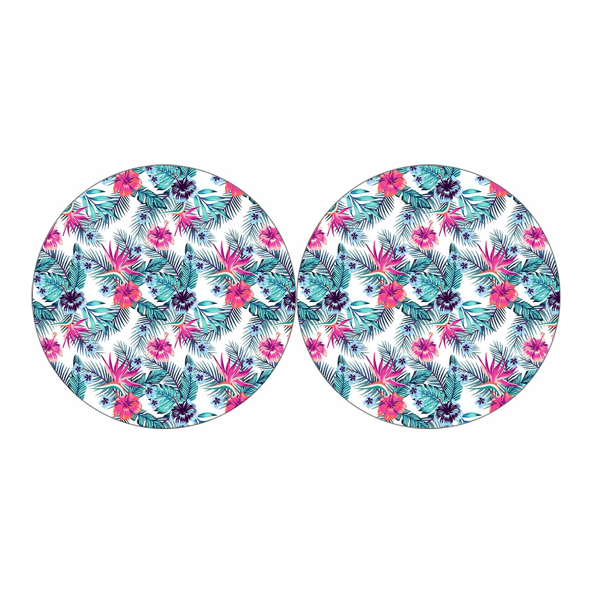 Neon Hibiscus Tropical Pattern Print Car Coasters