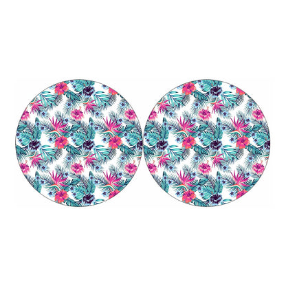 Neon Hibiscus Tropical Pattern Print Car Coasters