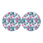 Neon Hibiscus Tropical Pattern Print Car Coasters