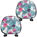 Neon Hibiscus Tropical Pattern Print Car Headrest Covers