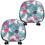 Neon Hibiscus Tropical Pattern Print Car Headrest Covers