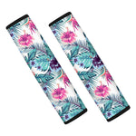 Neon Hibiscus Tropical Pattern Print Car Seat Belt Covers