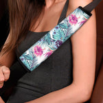 Neon Hibiscus Tropical Pattern Print Car Seat Belt Covers