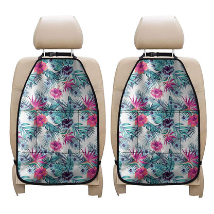 Neon Hibiscus Tropical Pattern Print Car Seat Organizers