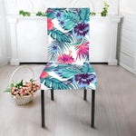 Neon Hibiscus Tropical Pattern Print Dining Chair Slipcover