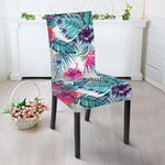 Neon Hibiscus Tropical Pattern Print Dining Chair Slipcover