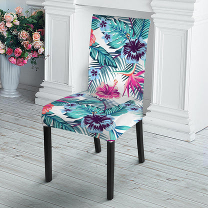 Neon Hibiscus Tropical Pattern Print Dining Chair Slipcover