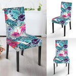 Neon Hibiscus Tropical Pattern Print Dining Chair Slipcover