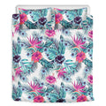 Neon Hibiscus Tropical Pattern Print Duvet Cover Bedding Set