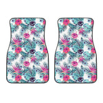 Neon Hibiscus Tropical Pattern Print Front Car Floor Mats