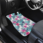 Neon Hibiscus Tropical Pattern Print Front Car Floor Mats
