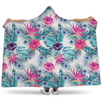 Neon Hibiscus Tropical Pattern Print Hooded Blanket