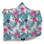 Neon Hibiscus Tropical Pattern Print Hooded Blanket