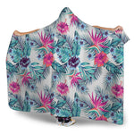 Neon Hibiscus Tropical Pattern Print Hooded Blanket