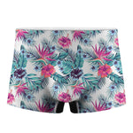 Neon Hibiscus Tropical Pattern Print Men's Boxer Briefs