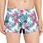 Neon Hibiscus Tropical Pattern Print Men's Boxer Briefs