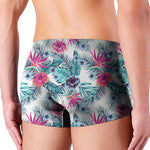 Neon Hibiscus Tropical Pattern Print Men's Boxer Briefs