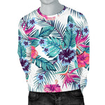 Neon Hibiscus Tropical Pattern Print Men's Crewneck Sweatshirt GearFrost