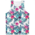 Neon Hibiscus Tropical Pattern Print Men's Tank Top