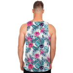 Neon Hibiscus Tropical Pattern Print Men's Tank Top