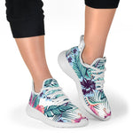 Neon Hibiscus Tropical Pattern Print Mesh Knit Shoes GearFrost