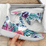 Neon Hibiscus Tropical Pattern Print Mesh Knit Shoes GearFrost
