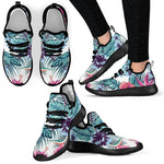 Neon Hibiscus Tropical Pattern Print Mesh Knit Shoes GearFrost