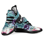 Neon Hibiscus Tropical Pattern Print Mesh Knit Shoes GearFrost