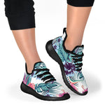 Neon Hibiscus Tropical Pattern Print Mesh Knit Shoes GearFrost