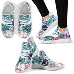 Neon Hibiscus Tropical Pattern Print Mesh Knit Shoes GearFrost