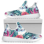 Neon Hibiscus Tropical Pattern Print Mesh Knit Shoes GearFrost