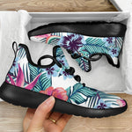 Neon Hibiscus Tropical Pattern Print Mesh Knit Shoes GearFrost