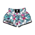Neon Hibiscus Tropical Pattern Print Muay Thai Boxing Shorts