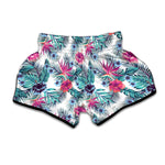 Neon Hibiscus Tropical Pattern Print Muay Thai Boxing Shorts