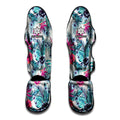 Neon Hibiscus Tropical Pattern Print Muay Thai Shin Guards