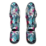 Neon Hibiscus Tropical Pattern Print Muay Thai Shin Guard