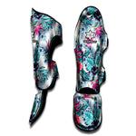 Neon Hibiscus Tropical Pattern Print Muay Thai Shin Guard
