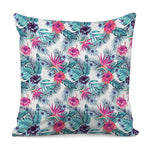 Neon Hibiscus Tropical Pattern Print Pillow Cover