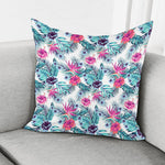 Neon Hibiscus Tropical Pattern Print Pillow Cover