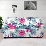 Neon Hibiscus Tropical Pattern Print Sofa Cover