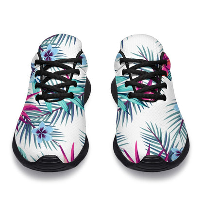 Neon Hibiscus Tropical Pattern Print Sport Shoes GearFrost