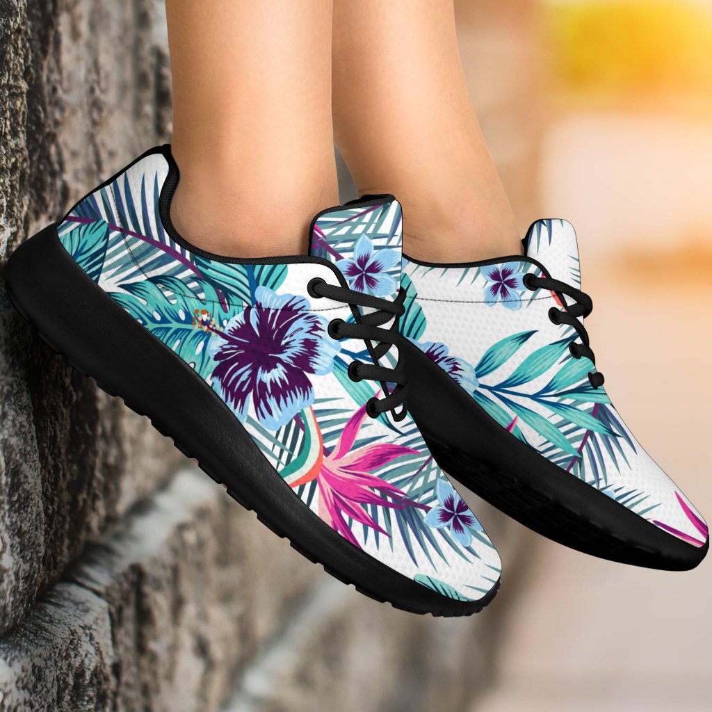 Neon Hibiscus Tropical Pattern Print Sport Shoes GearFrost